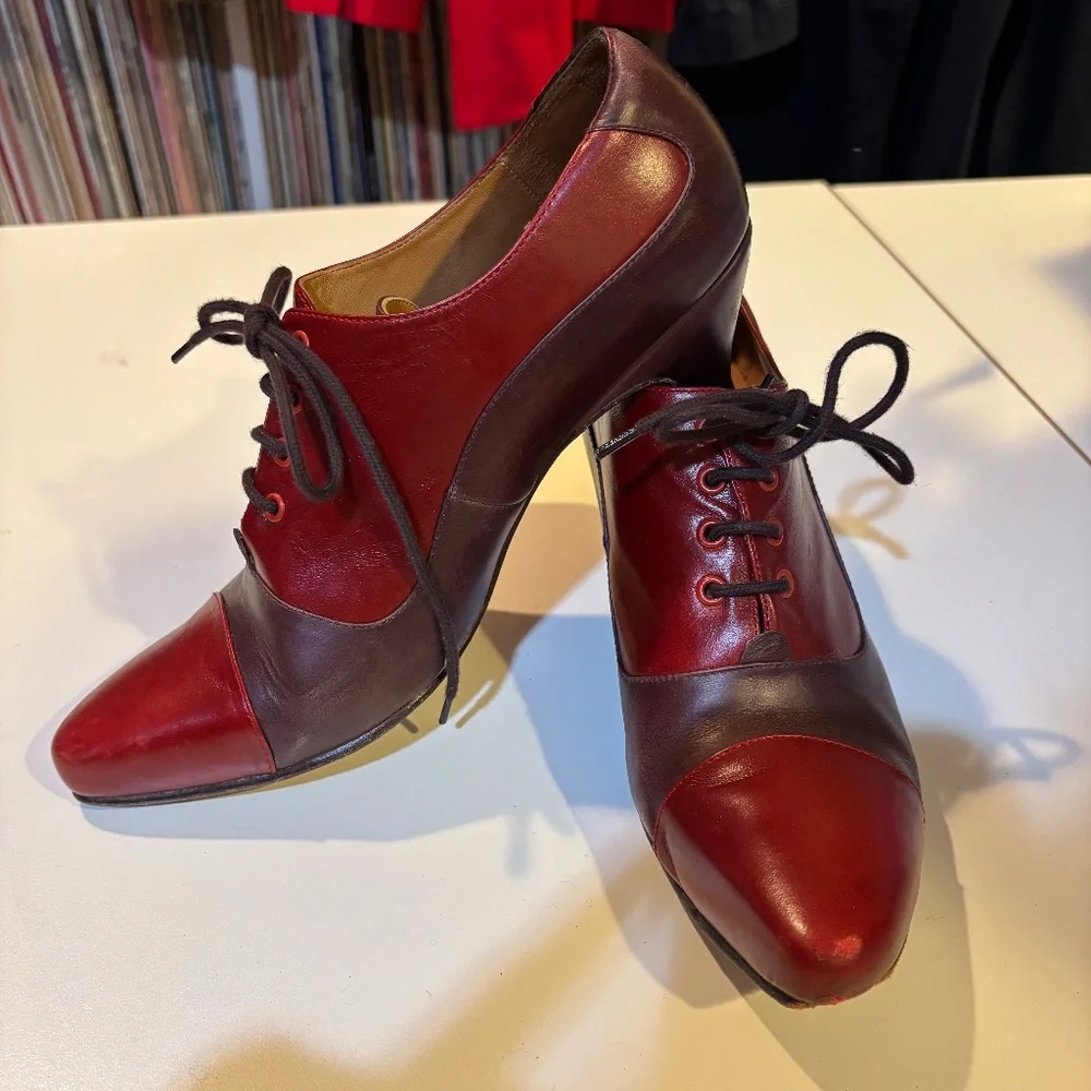 Two-tone Fluevog "secretary" loafers Sz. 7 - Picture 1 of 12